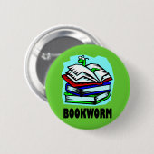 Lustiger Bücherwurm-Lesegeschenk-T - Shirt Button (Vorne & Hinten)