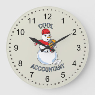 Lustiger Buchhalter-Schneemann Große Wanduhr