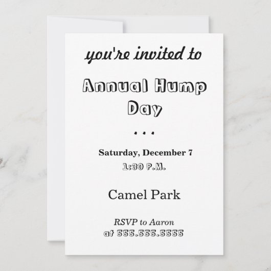 Lustiger Buckel-Tag Einladung (Rückseite)