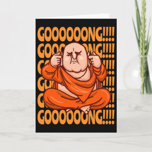 Lustiger buddhistischer Meditations-Buddha mit lau Karte