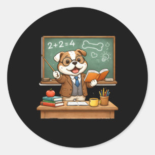 Lustiger Bulldog unterrichtet Design Runder Aufkleber