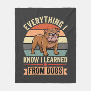 Lustiger Bulldogge Alles, was ich von Hunden geler Fleecedecke