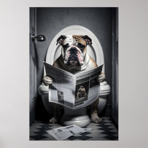 Lustiger Bulldogge Badezimmer Druck Toilettenwand Poster