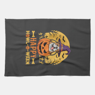 Lustiger Bulldogge Halloween Frohes Howl-O-Ween Vi Geschirrtuch