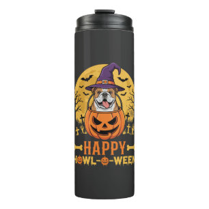 Lustiger Bulldogge Halloween Frohes Howl-O-Ween Vi Thermosbecher