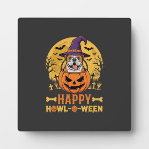 Lustiger Bulldogge Halloween Happy Howl-O-Ween Vin Fotoplatte