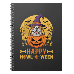 Lustiger Bulldogge Halloween Happy Howl-O-Ween Vin Notizblock