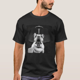 Lustiger Bulldogge Selfie Alien UFO Verrückter Hun T-Shirt