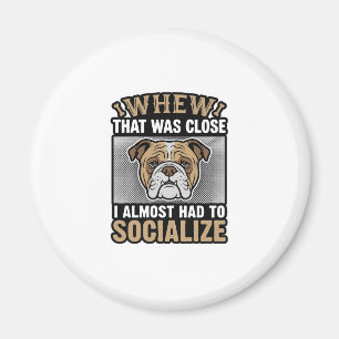 Lustiger Bulldogge Sozialisieren Vintage-Vektor-Sh Magnet