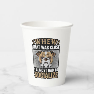 Lustiger Bulldogge Sozialisieren Vintage-Vektor-Sh Pappbecher