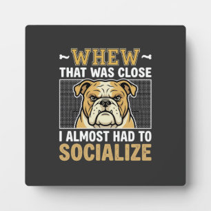 Lustiger Bulldogge sozialisiert Hund Fotoplatte