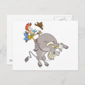 lustiger Bullfahrer Rodeo Cowboy Cartoon Postkarte (Vorne/Hinten)