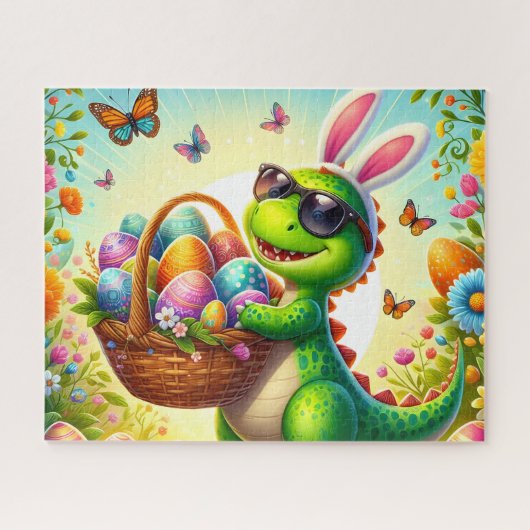Lustiger Bunny Dino Ostern Puzzle (Horizontal)
