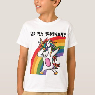Lustiger bunter betupfender Einhorn-Kinder T-Shirt