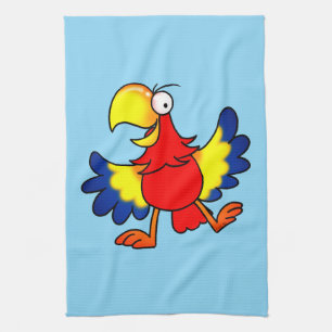 Lustiger Bunter Cartoon Papagei Vogel Geschirrtuch