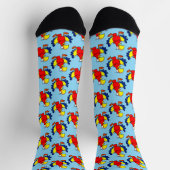 Lustiger Bunter Cartoon Papagei Vogel Socken (Oben)