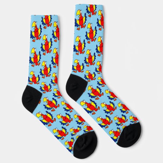Lustiger Bunter Cartoon Papagei Vogel Socken (Rechts)