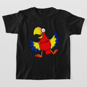 Lustiger Bunter Cartoon Papagei Vogel T-Shirt