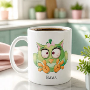 Lustiger Bunter Eulen-Personalisierter Becher Kaffeetasse