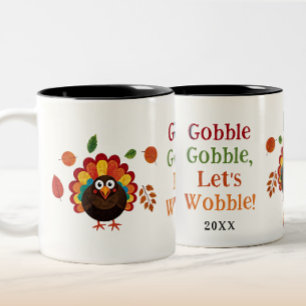 Lustiger Bunter Gurgel Truthahn Vogel Thanksgiving Zweifarbige Tasse