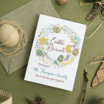 Lustiger bunter Kranz Ostern Brunch Eierjagd