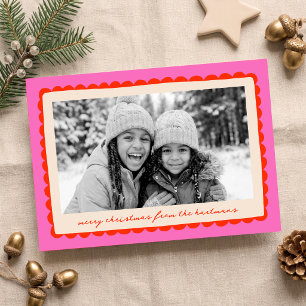 Lustiger bunter Muschelrahmen Weihnachtsfoto Feiertagskarte