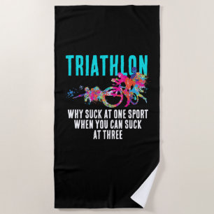 Lustiger Bunter Triathlon Humor Ausdauer Sarkasmu Strandtuch