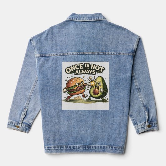 Lustiger Burger gegen Avocado Jeansjacke (Rückseite)