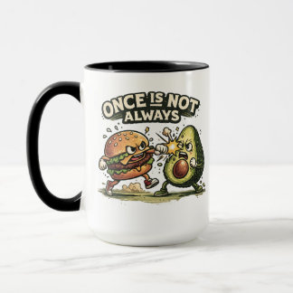 Lustiger Burger gegen Avocado Tasse