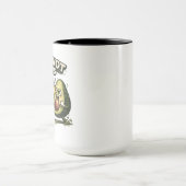 Lustiger Burger gegen Avocado Tasse (Zentrum)