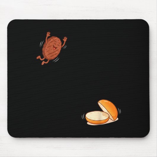 Lustiger Burger springt in Brötchen Patty BBQ Hoch Mousepad (Vorne)