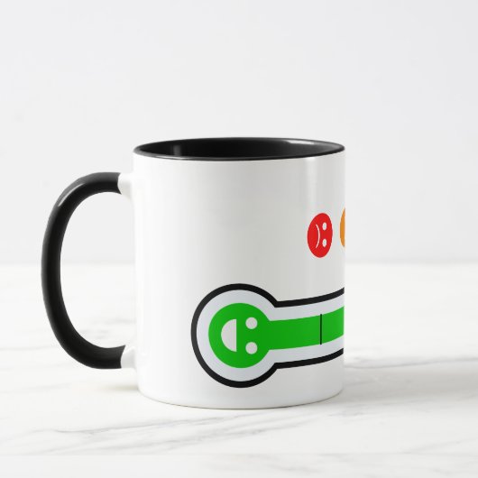 Lustiger Büro-Stimmungs-Tracker Glücks-Messer Emoj Tasse (Links)