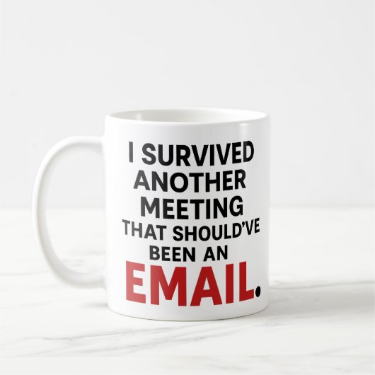 Lustiger Bürobecher – Besprechung, die eine E-Mail Kaffeetasse (Links)