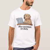 Lustiger Bürohund-Assistent Cartoon T-Shirt (Vorderseite)