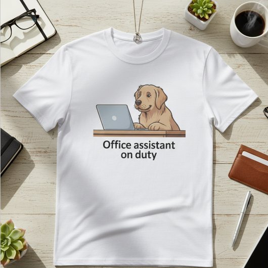 Lustiger Bürohund-Assistent Cartoon T-Shirt