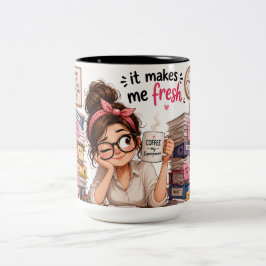 Lustiger Büromädchen-Kaffeeliebhaber-Becher Zweifarbige Tasse