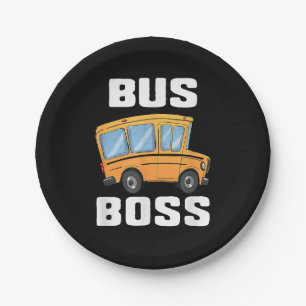 Lustiger Buschef Schulbusfahrer Pappteller