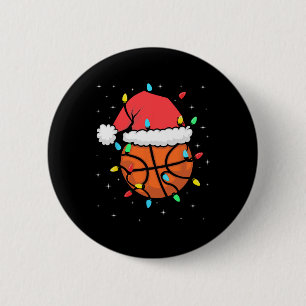 Lustiger Bysketbyll-Spieler Weihnachten Santa Hut Button