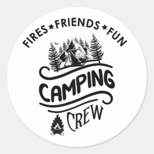 Lustiger Camping-Crew-Slogan Camper-Freunde Runder Aufkleber