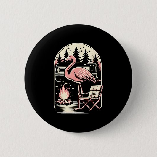 Lustiger Camping-Flamingo-Camper-Camp-Outdoor-Reis Button (Vorderseite)