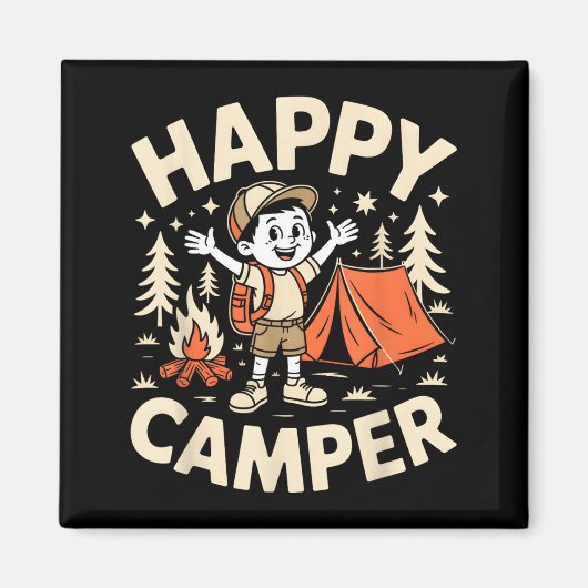 Lustiger Camping Glücklicher Camper-Witz Kinder Magnet (Vorne)