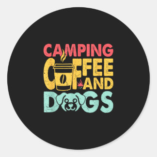 Lustiger Camping-Kaffee-Hundeliebhaber Sommer Outd Runder Aufkleber