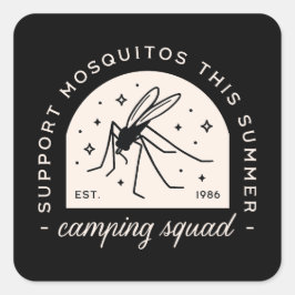 Lustiger Camping-Moskito Sommerlager Quadratischer Aufkleber