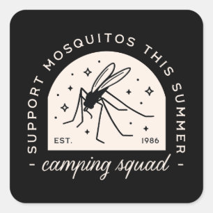 Lustiger Camping-Moskito Sommerlager Quadratischer Aufkleber