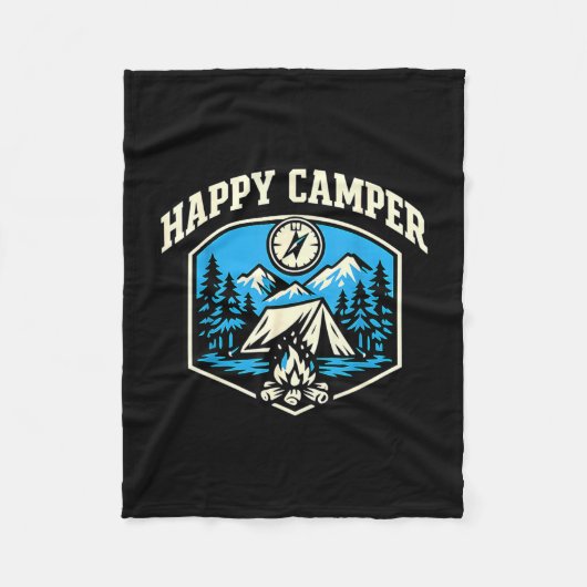 Lustiger Camping-Wanderer glücklicher Camper  Fleecedecke (Vorderseite)