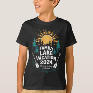 Lustiger Camping-Wanderung-Hütte 2024 Familie See- T-Shirt