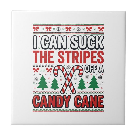 Lustiger Candy Cane Weihnachtspullover Fliese (Vorderseite)