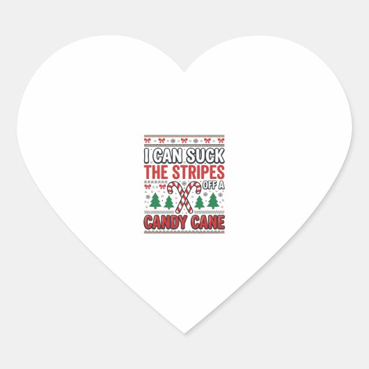 Lustiger Candy Cane Weihnachtspullover Herz-Aufkleber (Vorderseite)