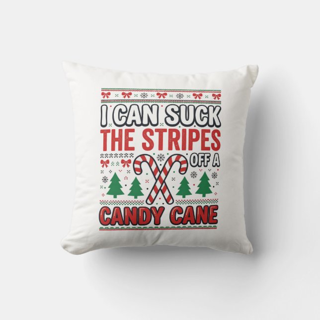 Lustiger Candy Cane Weihnachtspullover Kissen (Vorderseite)