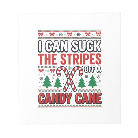 Lustiger Candy Cane Weihnachtspullover Notizblock (Vorderseite)